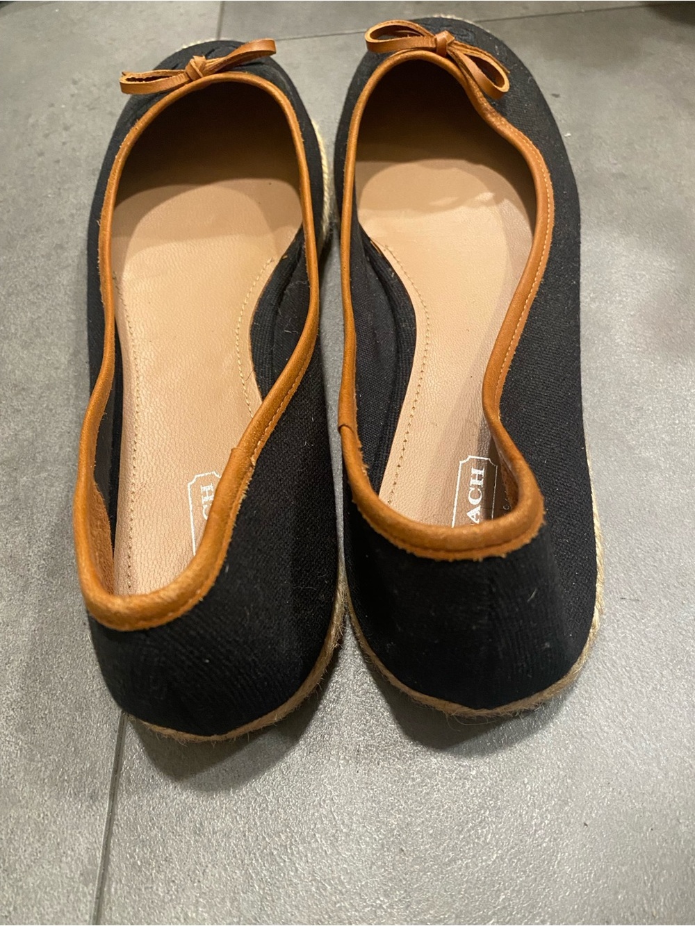 Coach Black Canvas Ballet Flats with Tan Trim - Picture 3 of 9
